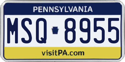 PA license plate MSQ8955