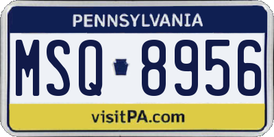 PA license plate MSQ8956