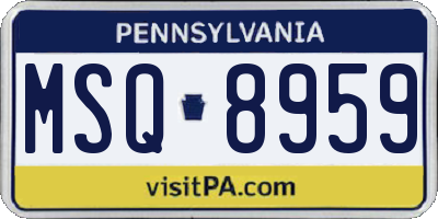 PA license plate MSQ8959