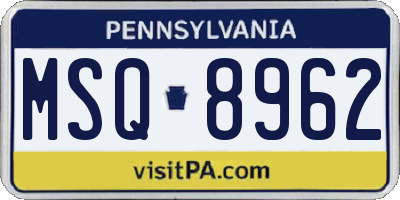 PA license plate MSQ8962