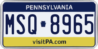 PA license plate MSQ8965