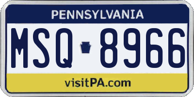 PA license plate MSQ8966