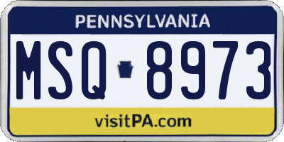 PA license plate MSQ8973