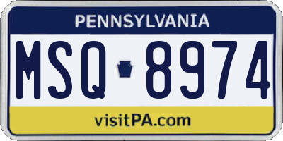 PA license plate MSQ8974