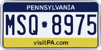 PA license plate MSQ8975