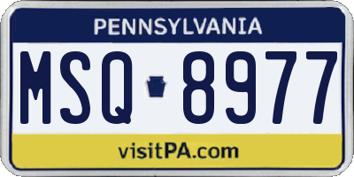 PA license plate MSQ8977