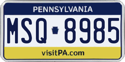 PA license plate MSQ8985