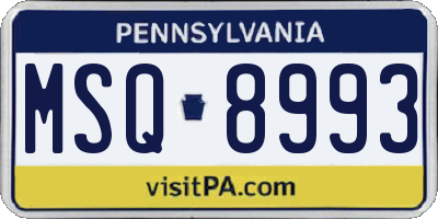 PA license plate MSQ8993