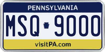 PA license plate MSQ9000