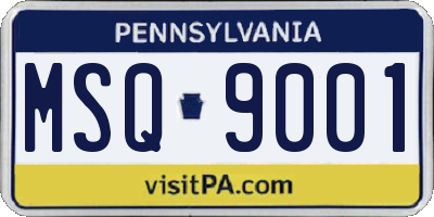 PA license plate MSQ9001