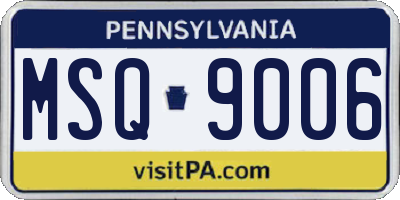 PA license plate MSQ9006