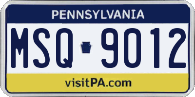PA license plate MSQ9012