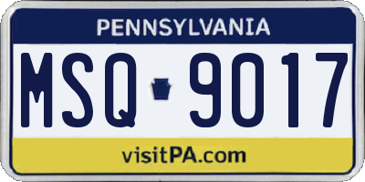 PA license plate MSQ9017