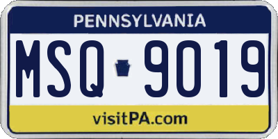 PA license plate MSQ9019