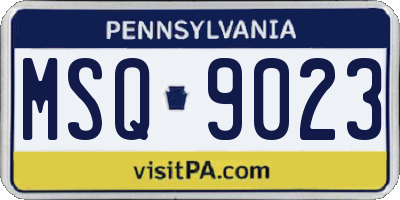 PA license plate MSQ9023