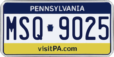 PA license plate MSQ9025
