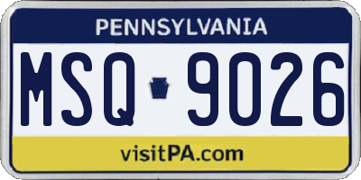 PA license plate MSQ9026