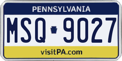 PA license plate MSQ9027