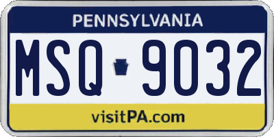 PA license plate MSQ9032