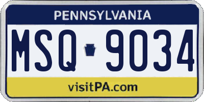 PA license plate MSQ9034