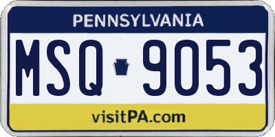 PA license plate MSQ9053