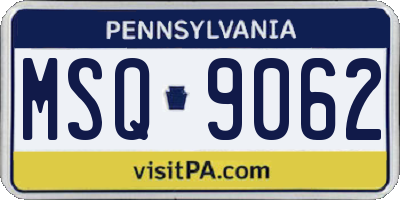 PA license plate MSQ9062