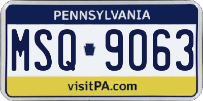PA license plate MSQ9063