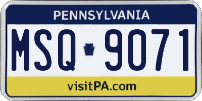 PA license plate MSQ9071