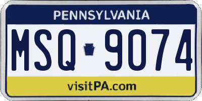 PA license plate MSQ9074