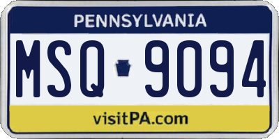 PA license plate MSQ9094