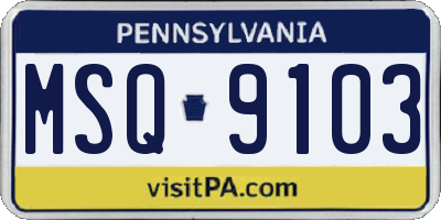 PA license plate MSQ9103