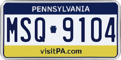 PA license plate MSQ9104