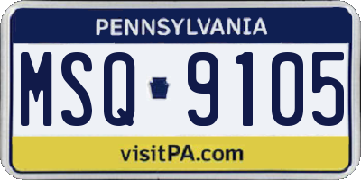 PA license plate MSQ9105
