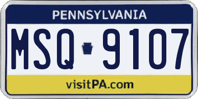 PA license plate MSQ9107