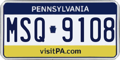 PA license plate MSQ9108