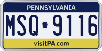 PA license plate MSQ9116