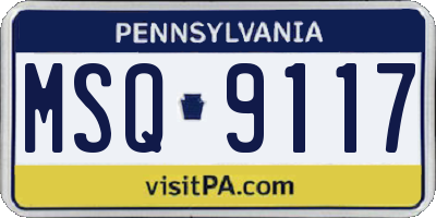 PA license plate MSQ9117