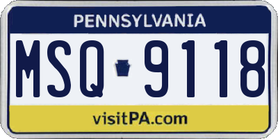 PA license plate MSQ9118