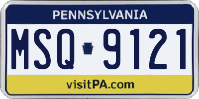 PA license plate MSQ9121