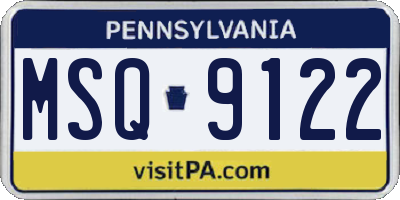PA license plate MSQ9122
