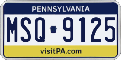 PA license plate MSQ9125