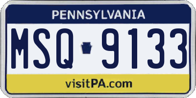 PA license plate MSQ9133