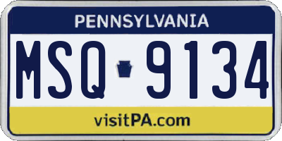 PA license plate MSQ9134