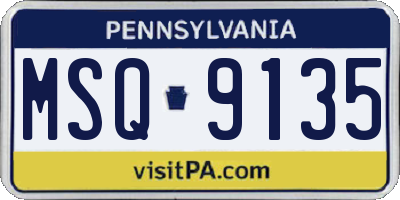 PA license plate MSQ9135