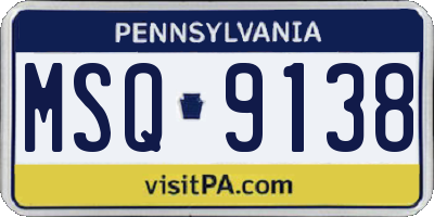 PA license plate MSQ9138