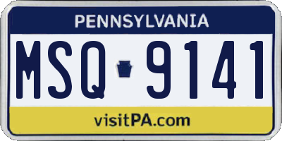PA license plate MSQ9141