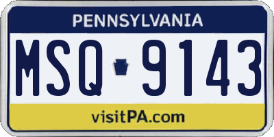 PA license plate MSQ9143