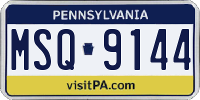 PA license plate MSQ9144