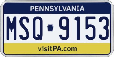 PA license plate MSQ9153