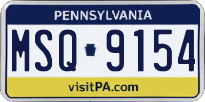 PA license plate MSQ9154